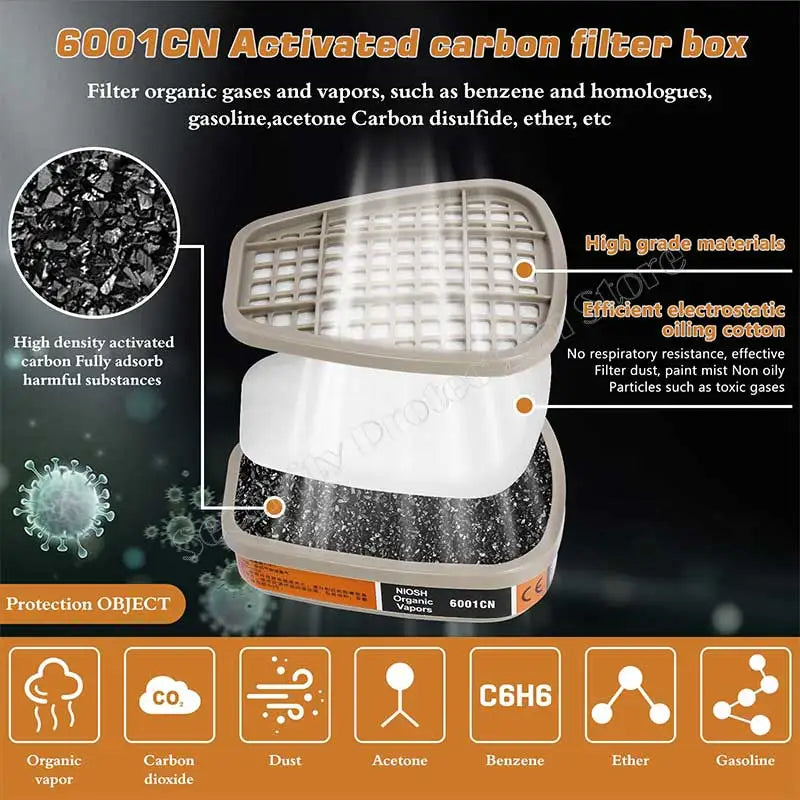 7503 Respirator Mask Protective Mask Industry Painting Spray Dust Gas Mask With 3M 501 5N11 6001CN Chemcial Half face Mask