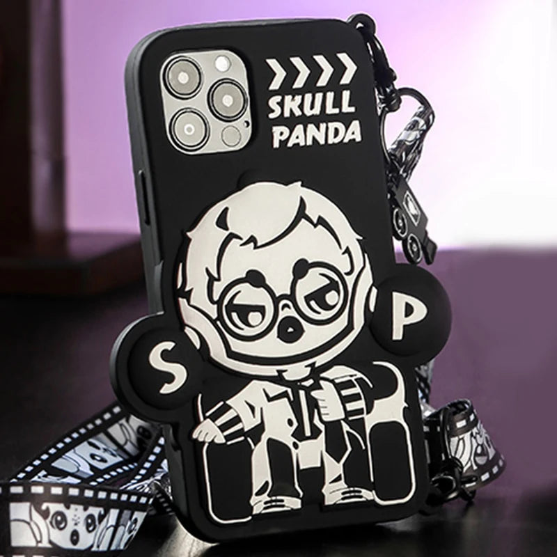 POP MART SKULLPANDA Action Cut Series Phone Case Cool Director for iPhone 12 and 12 Pro 12Pro Max
