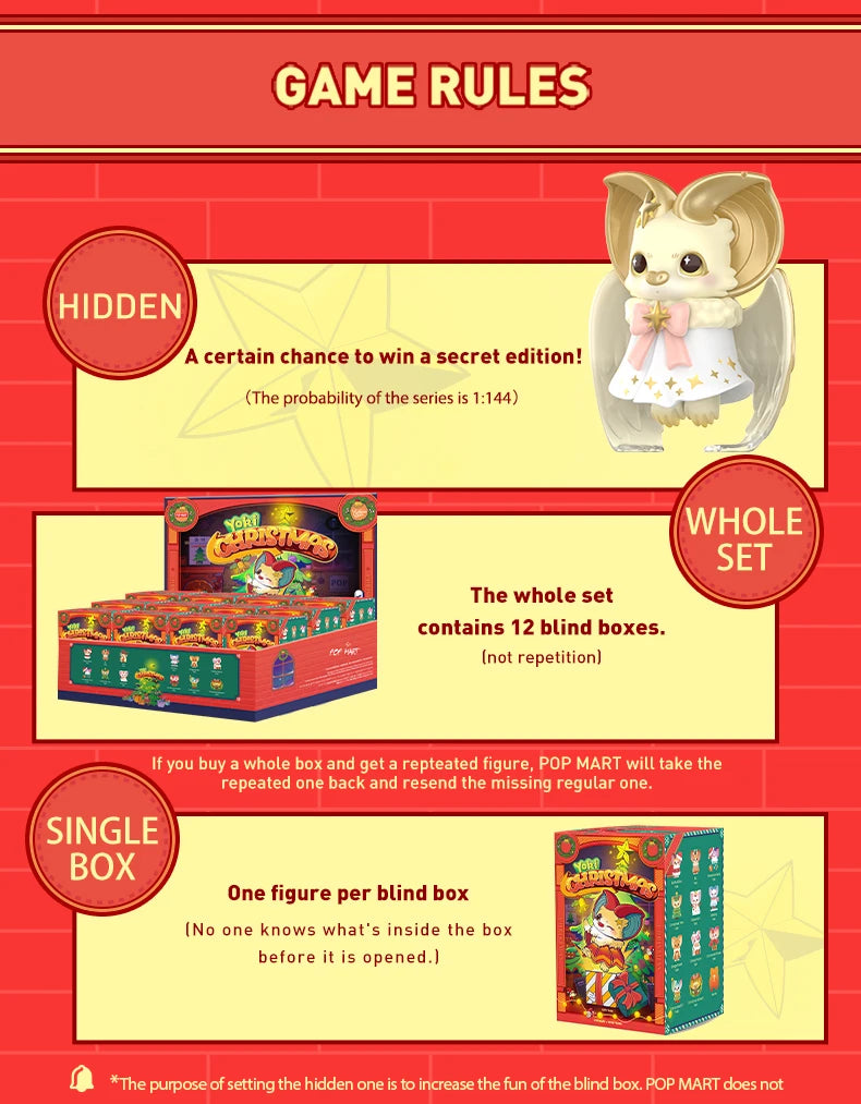 POP MAR Yoki Christmas Series Series Mystery Box 1PC/12PCS Blind Box Action Figure Cute Toy