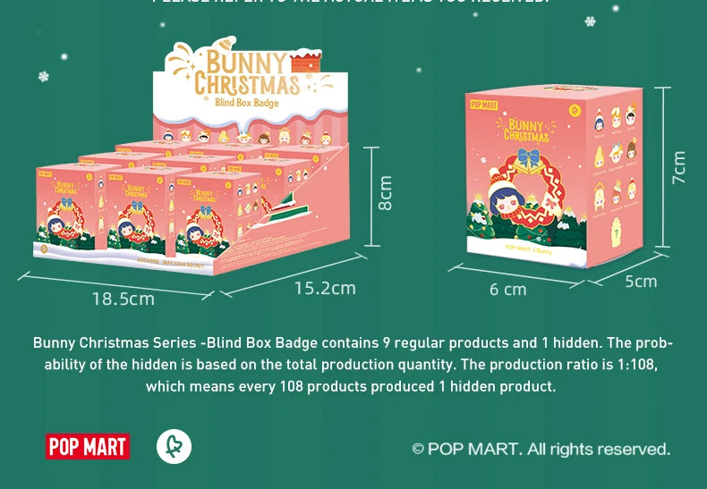 POP MART BUNNY Bunny Christmas Series Blind Box Badge 1PC/9PC Gift for Christmas