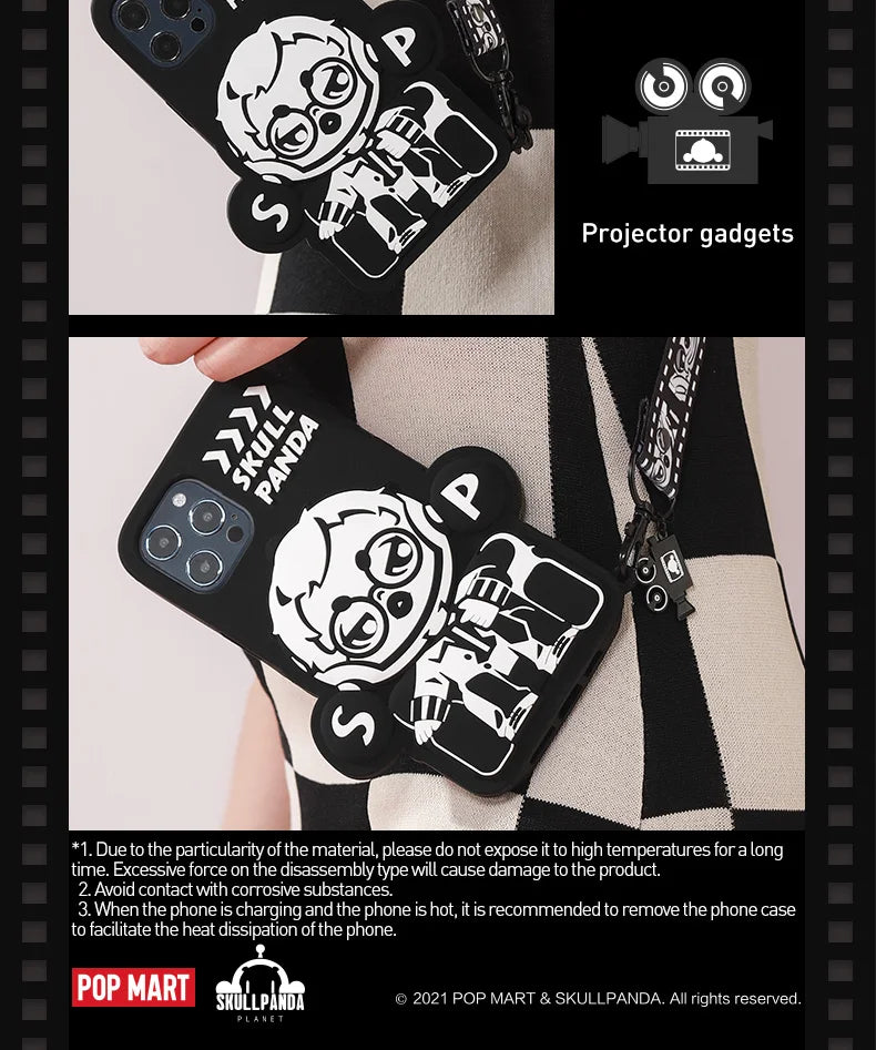 POP MART SKULLPANDA Action Cut Series Phone Case Cool Director for iPhone 12 and 12 Pro 12Pro Max