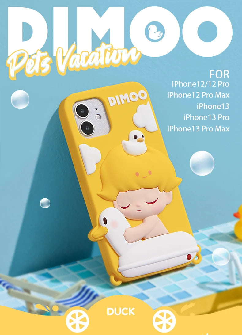 POP MART DIMOO Pets Vacation Series-phone case for iphone12,iphone12pro,iphone12pro max, iphone13,iphone13 pro,iphone13 pro max