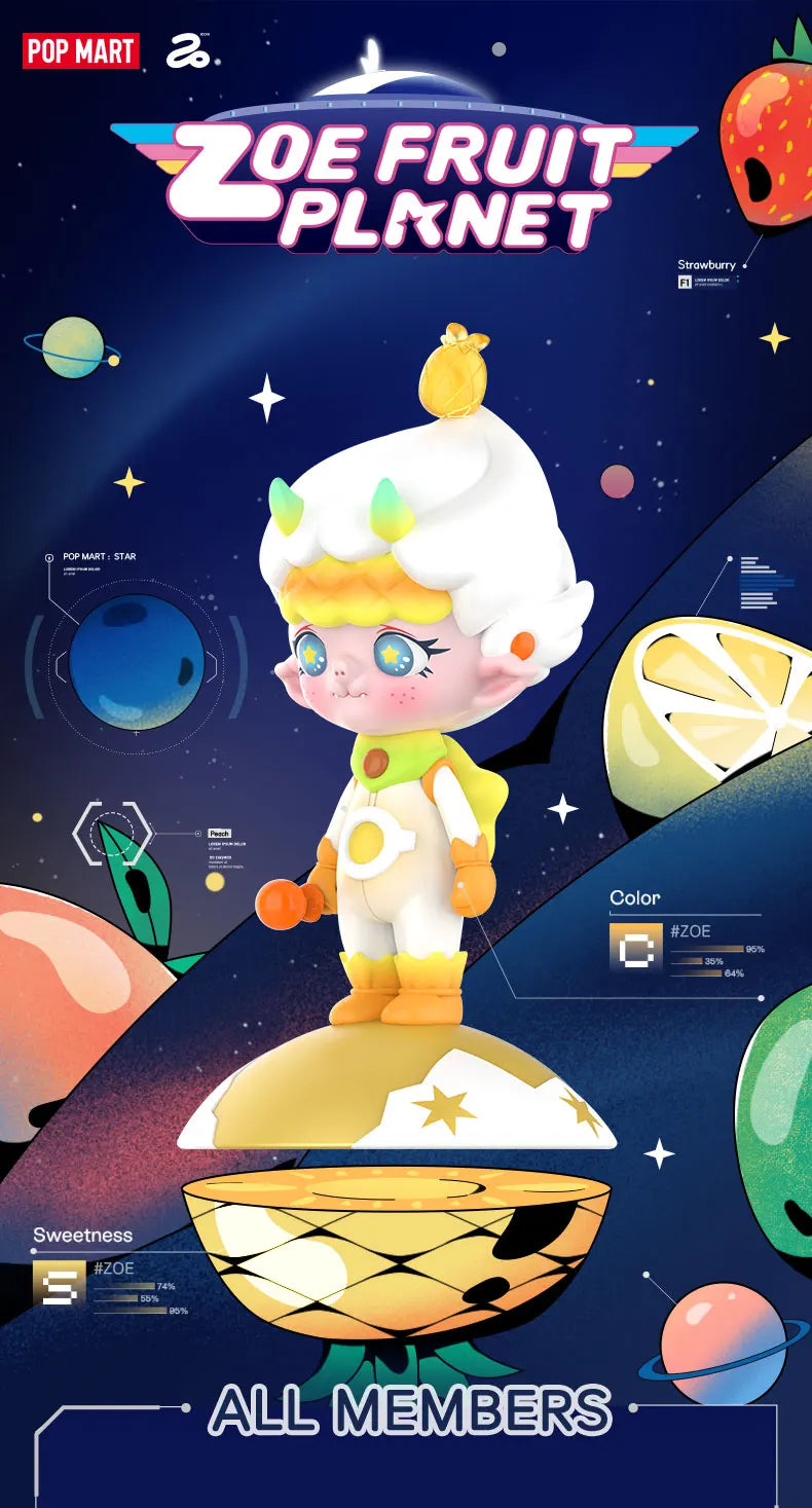POP MART Zoe Fruit Planet Series Random Blind Box Toys Figure Collectable Cute Kid Kawaii Figure ActionToy