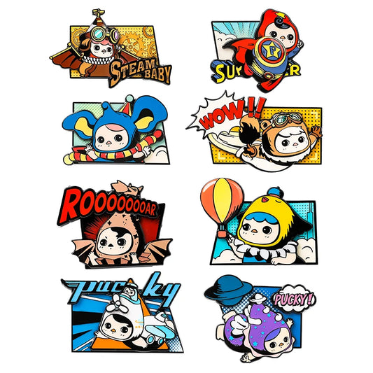 POP MART Pucky Flying Babies Series Badge Collectible Cute Action Kawaii animal toy figures free shipping