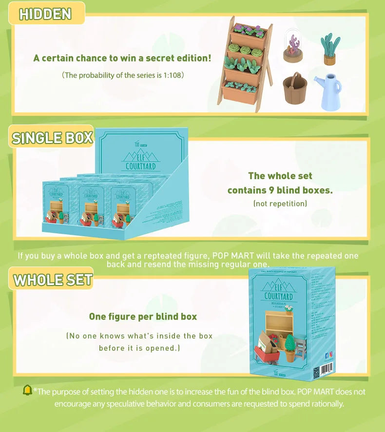 POP MART COUNTRYARD ELF Series Mystery Box 1PC/9PCS Figurine Blind Box Birthday Gift Animal Toys Action Figures