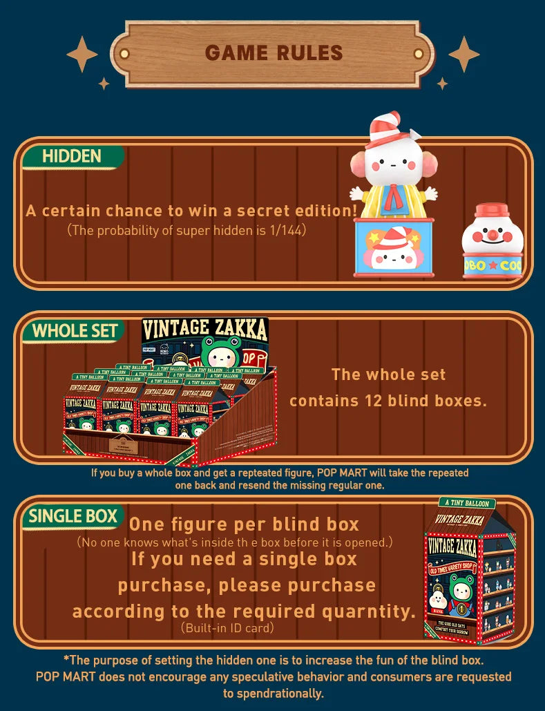 POP MART BOBO&COCO Vintage ZAKKA Series Blind Box Doll Binary Action Figure Birthday Gift Kid Toy Mystery Box