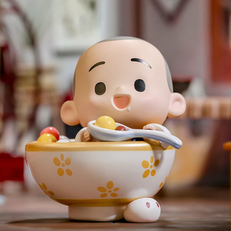 POP MART The Little Monk Yichan Chinese Delicacy Series Blind Box Collectible Cute Action Kawaii Toy Figures