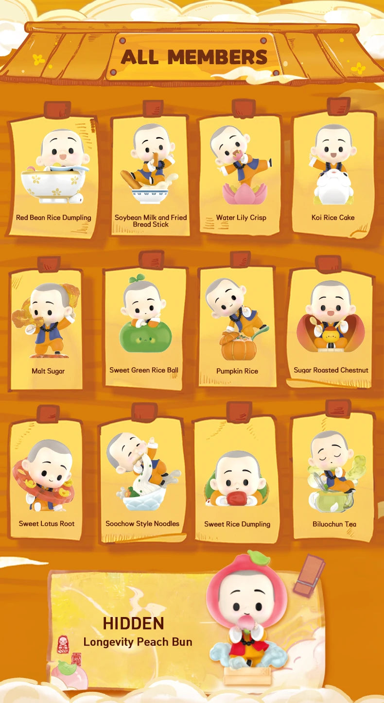 POP MART The Little Monk Yichan Chinese Delicacy Series Blind Box Collectible Cute Action Kawaii Toy Figures
