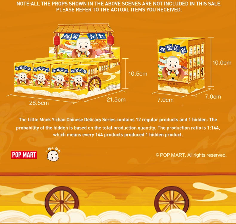 POP MART The Little Monk Yichan Chinese Delicacy Series Blind Box Collectible Cute Action Kawaii Toy Figures