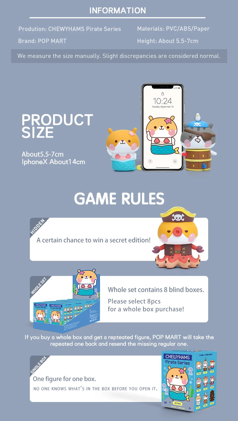 POP MART chewyhams pirate series Toys figure Action Figure Birthday Gift Kid Toy free shipping