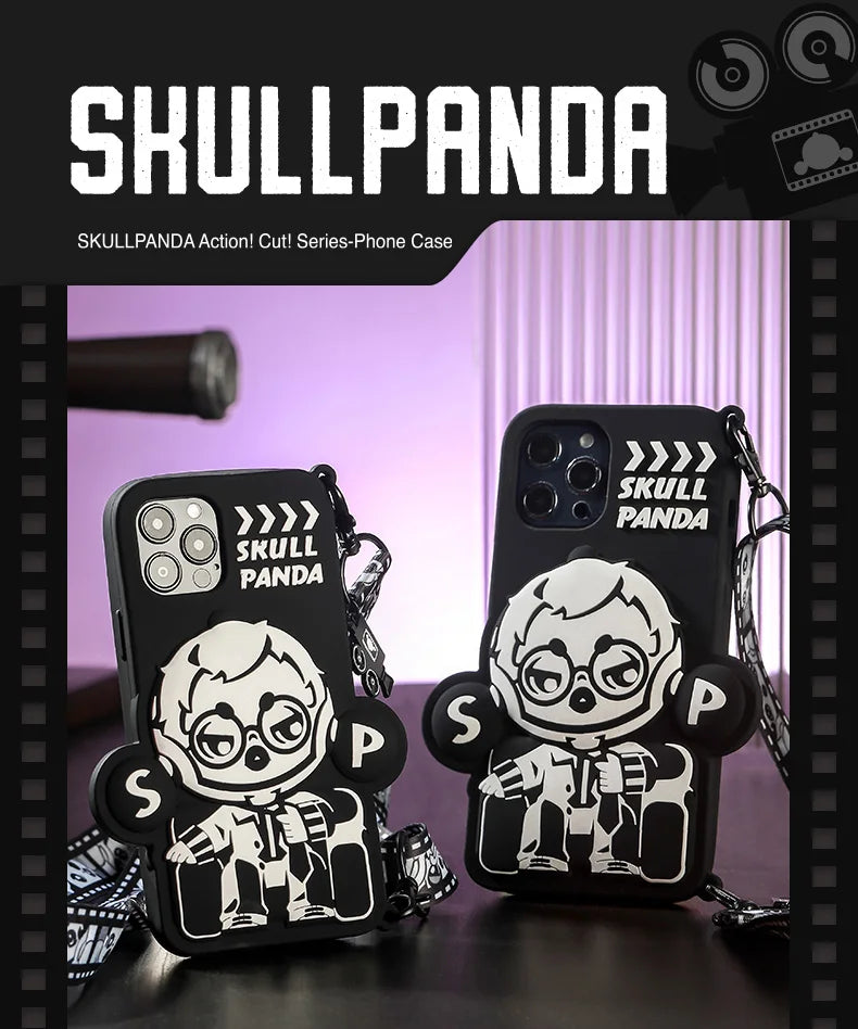 POP MART SKULLPANDA Action Cut Series Phone Case Cool Director for iPhone 12 and 12 Pro 12Pro Max