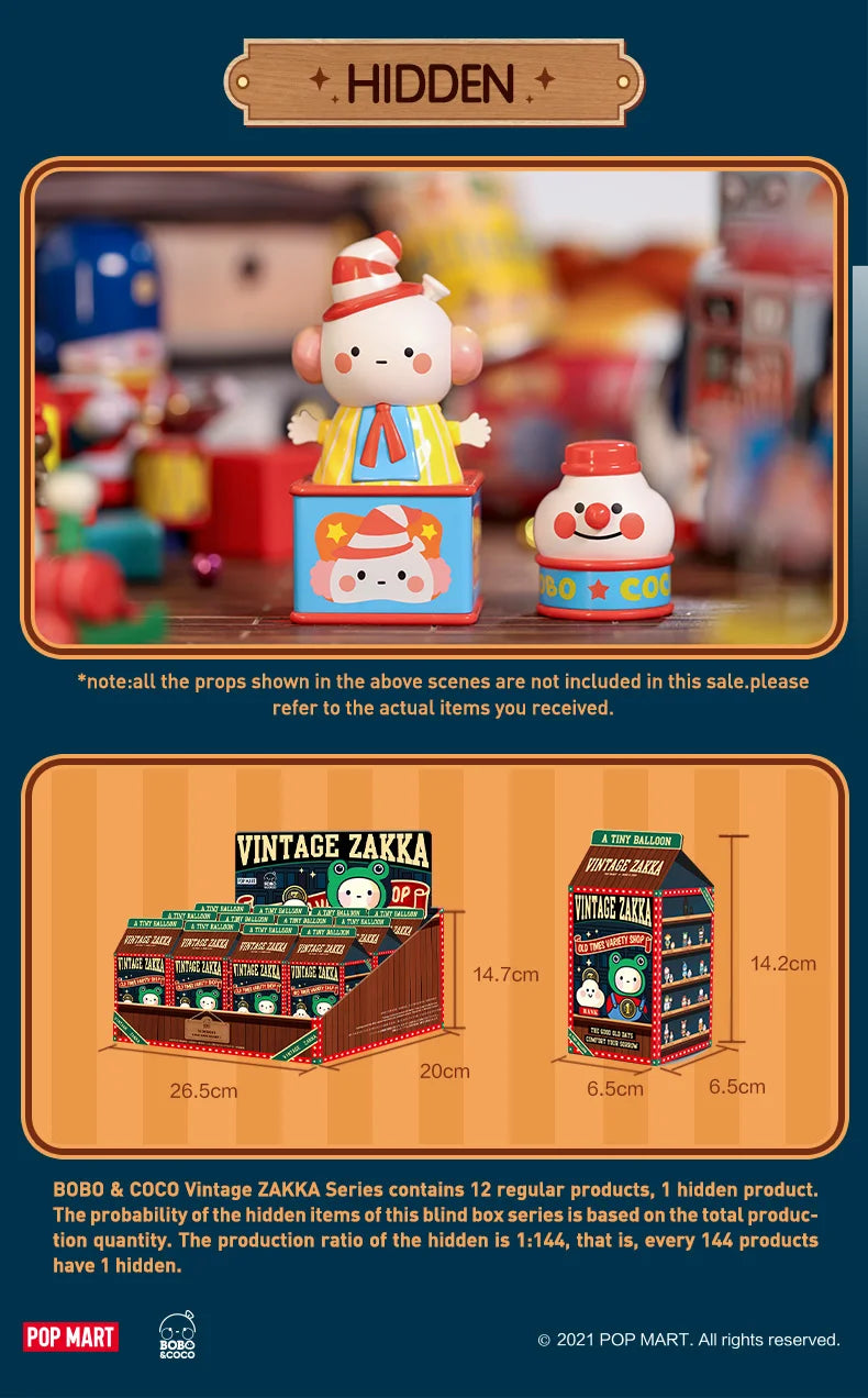 POP MART BOBO&COCO Vintage ZAKKA Series Blind Box Doll Binary Action Figure Birthday Gift Kid Toy Mystery Box