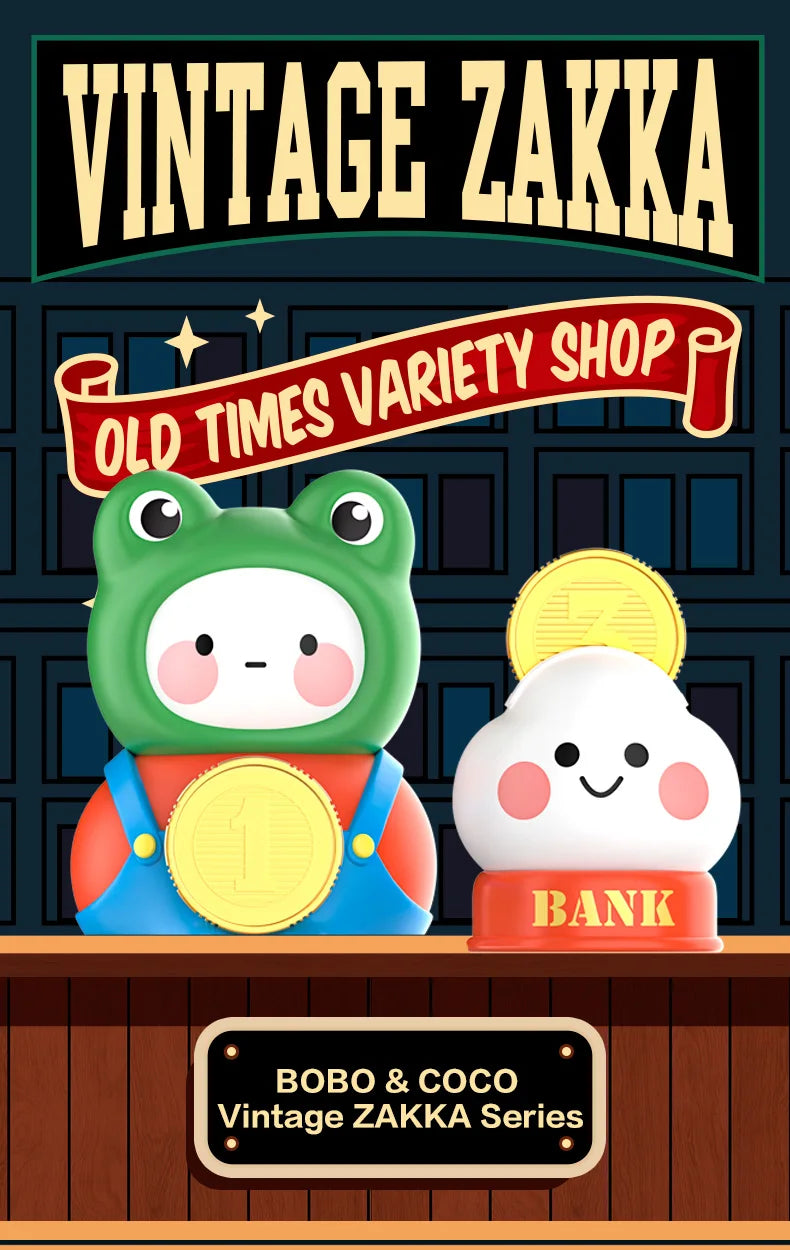 POP MART BOBO&COCO Vintage ZAKKA Series Blind Box Doll Binary Action Figure Birthday Gift Kid Toy Mystery Box