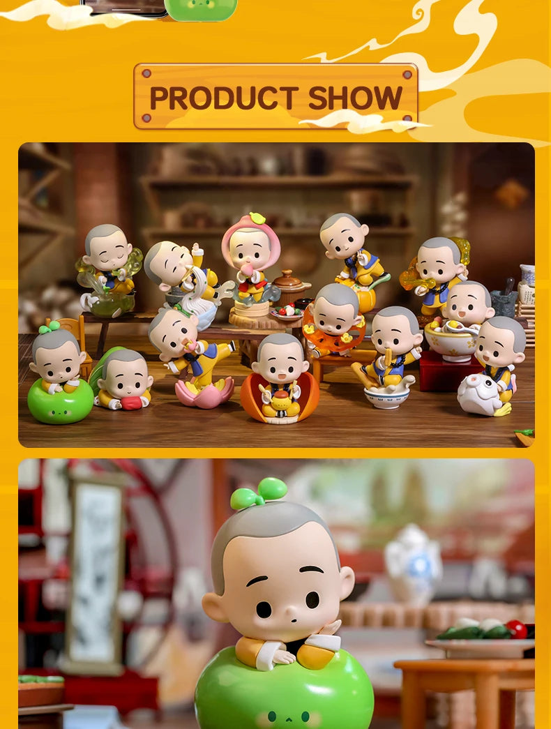 POP MART The Little Monk Yichan Chinese Delicacy Series Blind Box Collectible Cute Action Kawaii Toy Figures