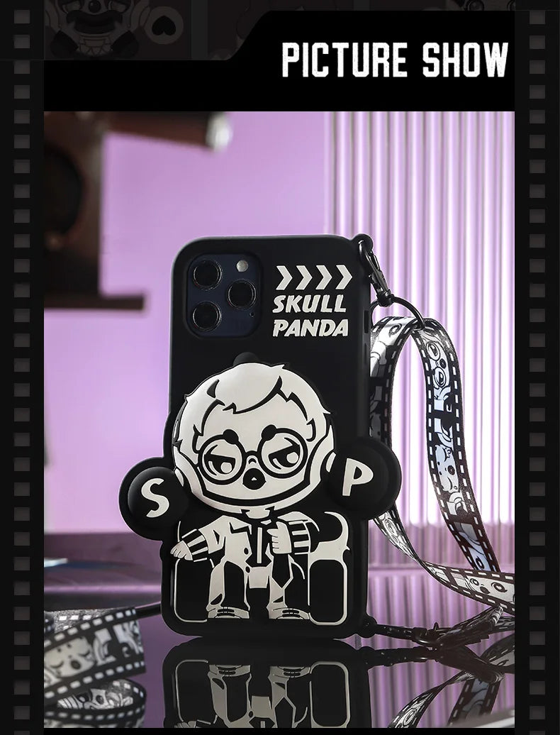 POP MART SKULLPANDA Action Cut Series Phone Case Cool Director for iPhone 12 and 12 Pro 12Pro Max