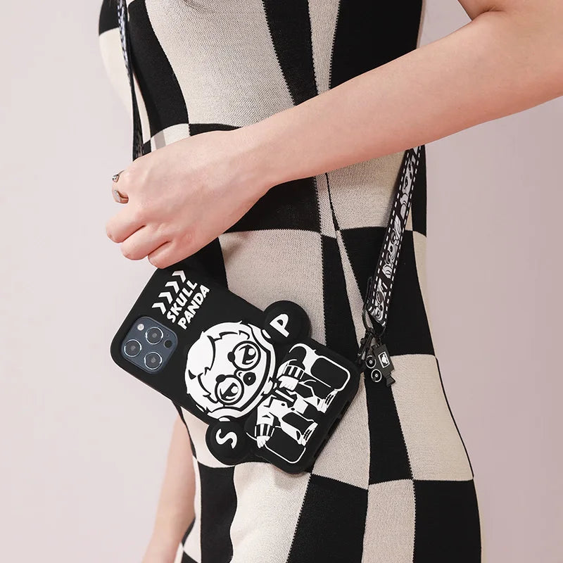 POP MART SKULLPANDA Action Cut Series Phone Case Cool Director for iPhone 12 and 12 Pro 12Pro Max