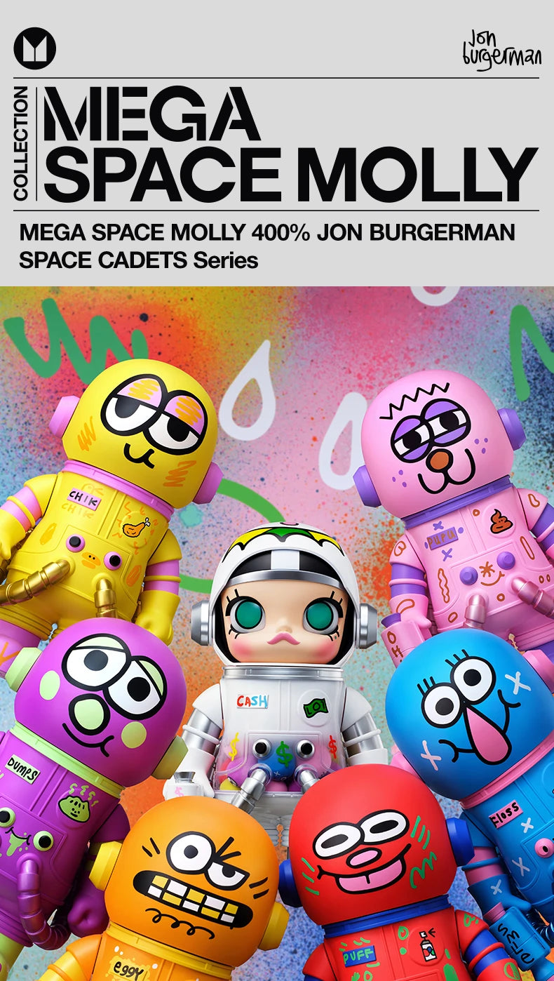 POP MART MEGA SPACE MOLLY 400% JON BURGERMAN SPACE CADETS Series Limited Edition 1PC/6PCS POPMART Blind Box Figure