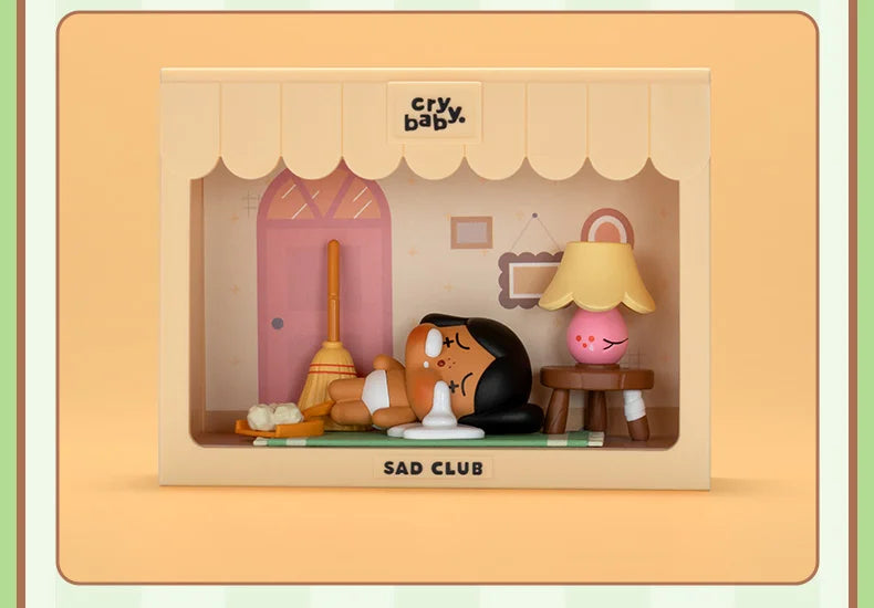 POP MART CRYBABY Sad Club Series Scene Sets by Molly 1PC/8PCS POPMART Blind Box Anime Action Figure Cute Figurine Cry Baby