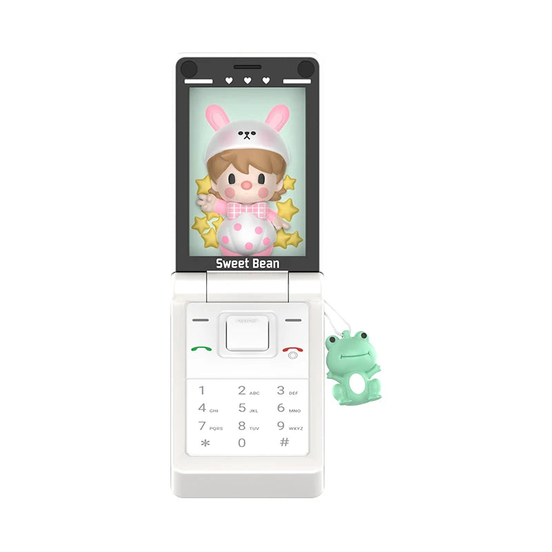 POP MART Sweet Bean Pearl White Flip Phone 100% Figure Cute Toy Action Figurine