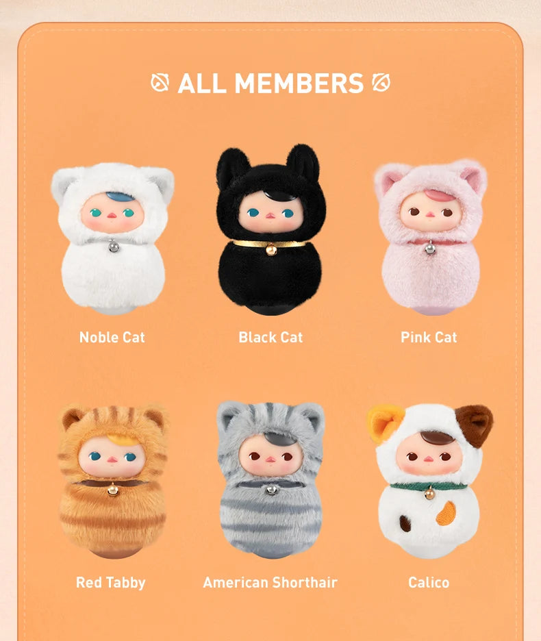 POP MART PUCKY Roly-Poly Kitty Series-Vinyl Plush Blind Box Mystery Box 1PC/6PCS POP MART Blind Box Cute Toy