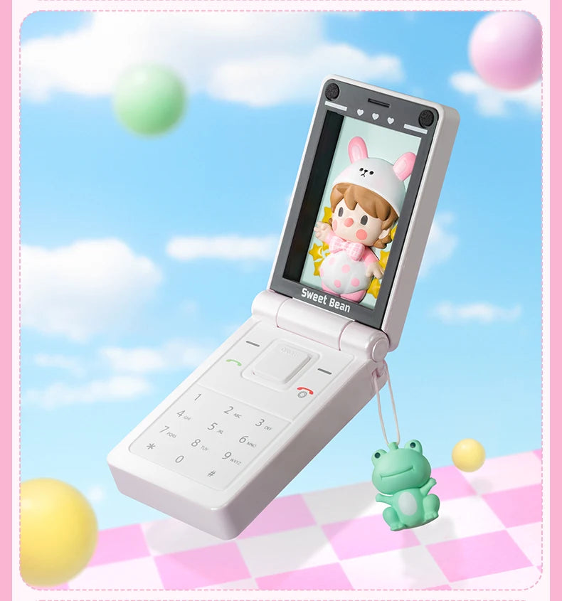 POP MART Sweet Bean Pearl White Flip Phone 100% Figure Cute Toy Action Figurine