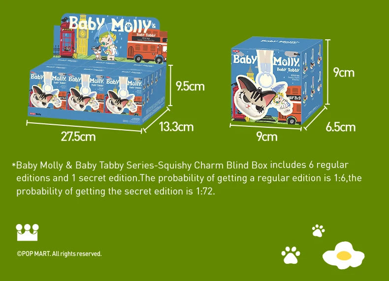 POP MART THE MONSTERS Baby Molly & Baby Tabby Series-Pinch Pendant Blind Box 1PC/6PCS Blind Box