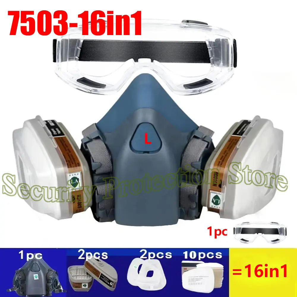 7503 Respirator Mask Protective Mask Industry Painting Spray Dust Gas Mask With 3M 501 5N11 6001CN Chemcial Half face Mask
