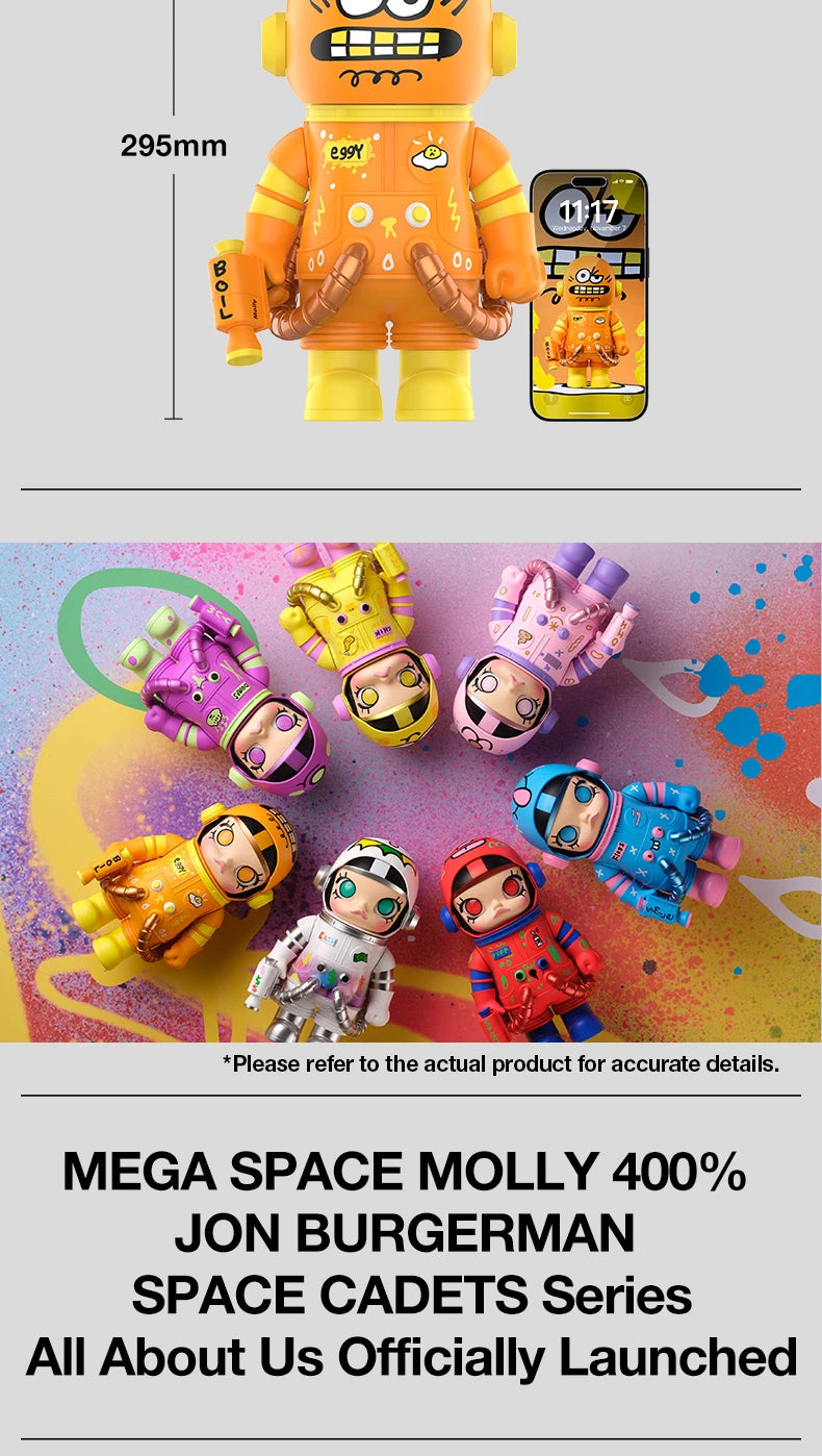 POP MART MEGA SPACE MOLLY 400% JON BURGERMAN SPACE CADETS Series Limited Edition 1PC/6PCS POPMART Blind Box Figure