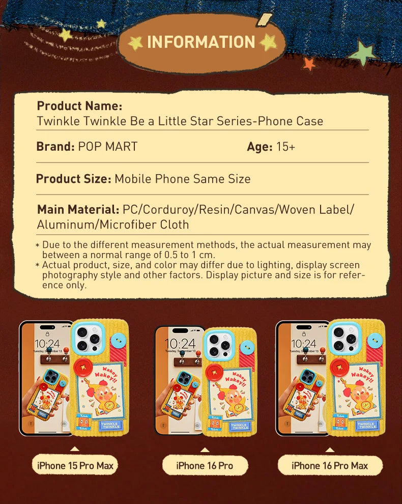 POP MART Twinkle Twinkle Be a Little Star Series-Phone Case for iPhone 15 Pro Max/ 16 Pro/ 16 Pro Max