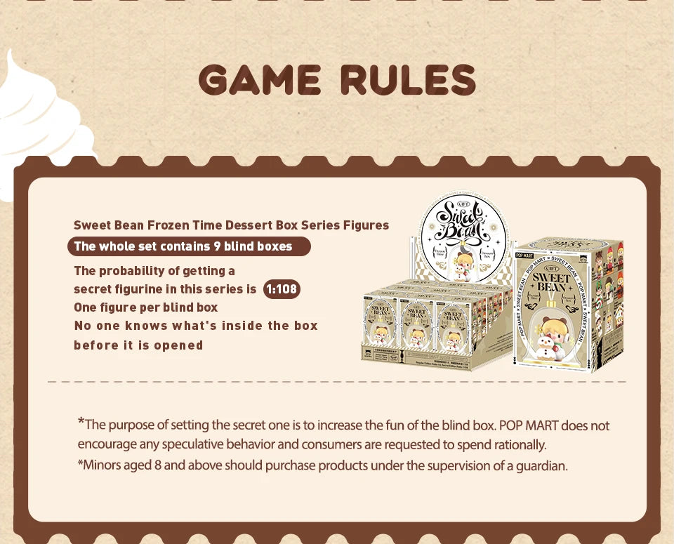 POP MART Sweet Bean Frozen Time Dessert Box Series Figures