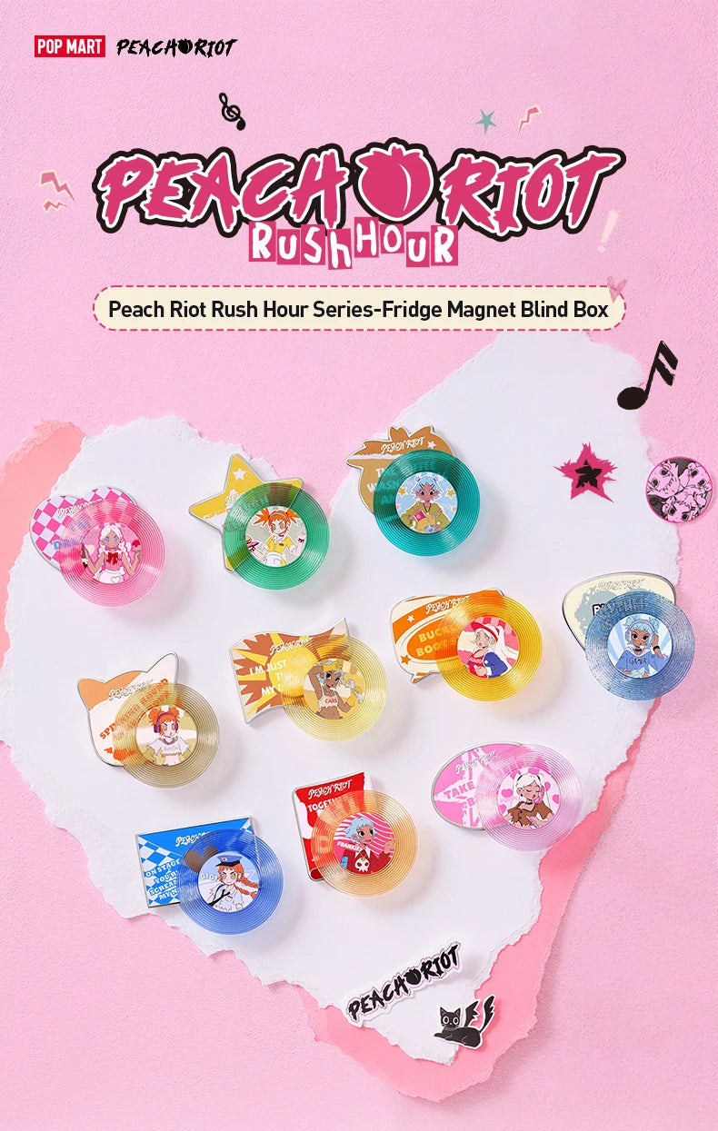 POP MART Peach Riot Rush Hour Series-Fridge Magnet Blind Box 1PC/9PCS POPMART Mystery Box
