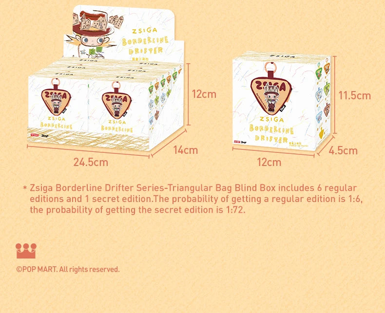 POP MART Zsiga Borderline Drifter Series-Triangular Bag Blind Box 1PC/6PCS