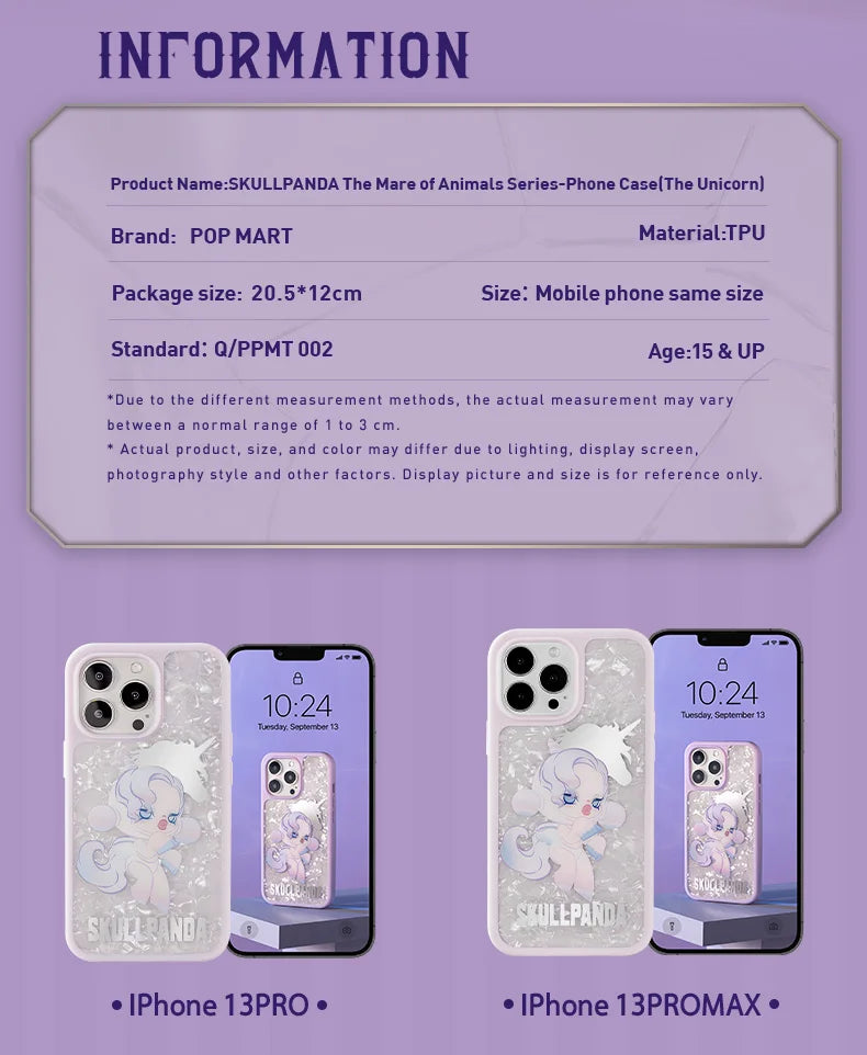 POP MART Skullpanda The Mare of Animals Series - Case for iPhone 13 Pro/iPhone 13 Pro Max (The Unicorn)