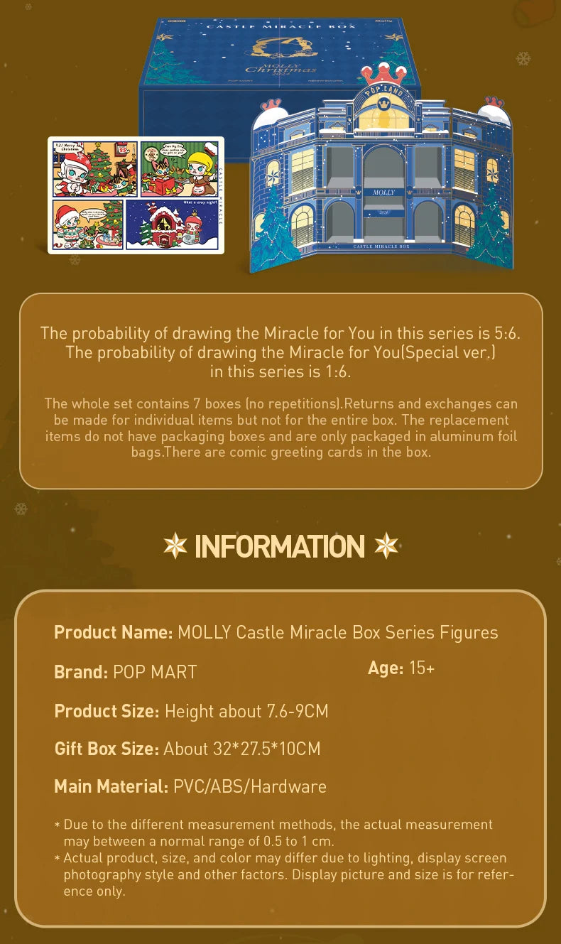 POP MART MOLLY Castle Miracle Box Series Figures Action Figure Cute Toy