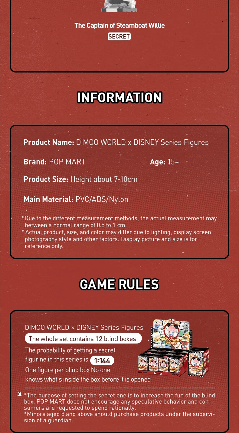 POP MART DIMOO WORLD × DISNEY Series Figures Blind Box 1PC/12PCS Mystery Box
