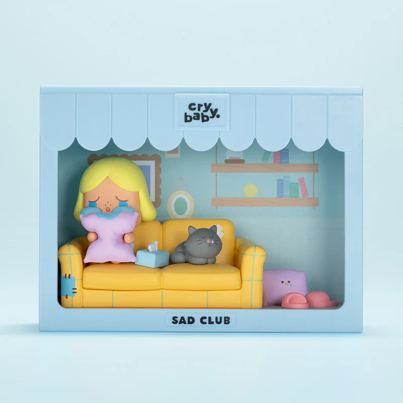POP MART CRYBABY Sad Club Series Scene Sets by Molly 1PC/8PCS POPMART Blind Box Anime Action Figure Cute Figurine Cry Baby