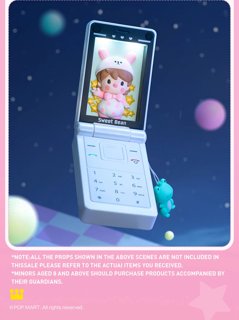 POP MART Sweet Bean Pearl White Flip Phone 100% Figure Cute Toy Action Figurine