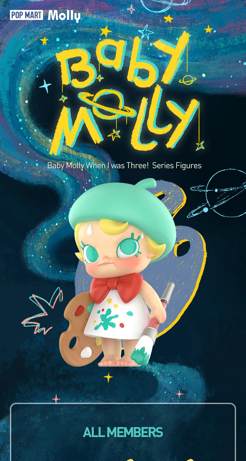 POP MART Baby Molly When I was Three! Series Mystery Box by Kenny Wong 1PC/12PCS POPMART Blind Box Action Figure Cute Toy