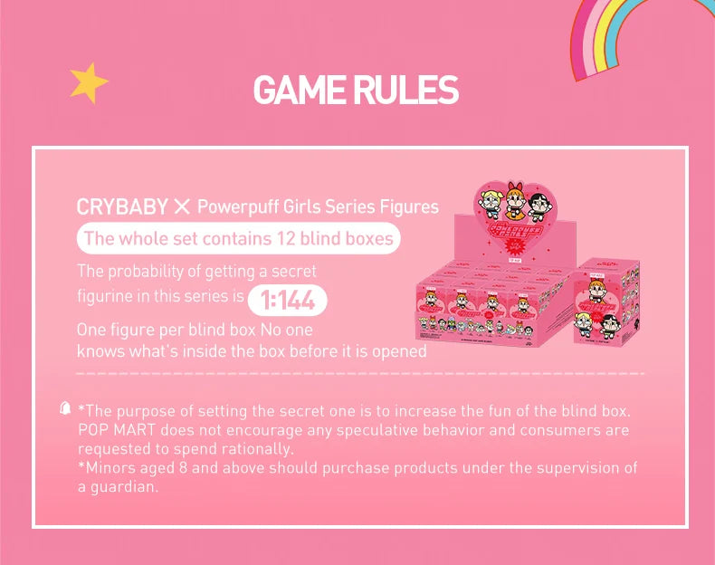 【EU Exclusive】POP MART CRYBABY X Powerpuff Girls Series Mystery Box by Molly 1PC/12PCS POPMART Blind Box Action Figure Cute Toy