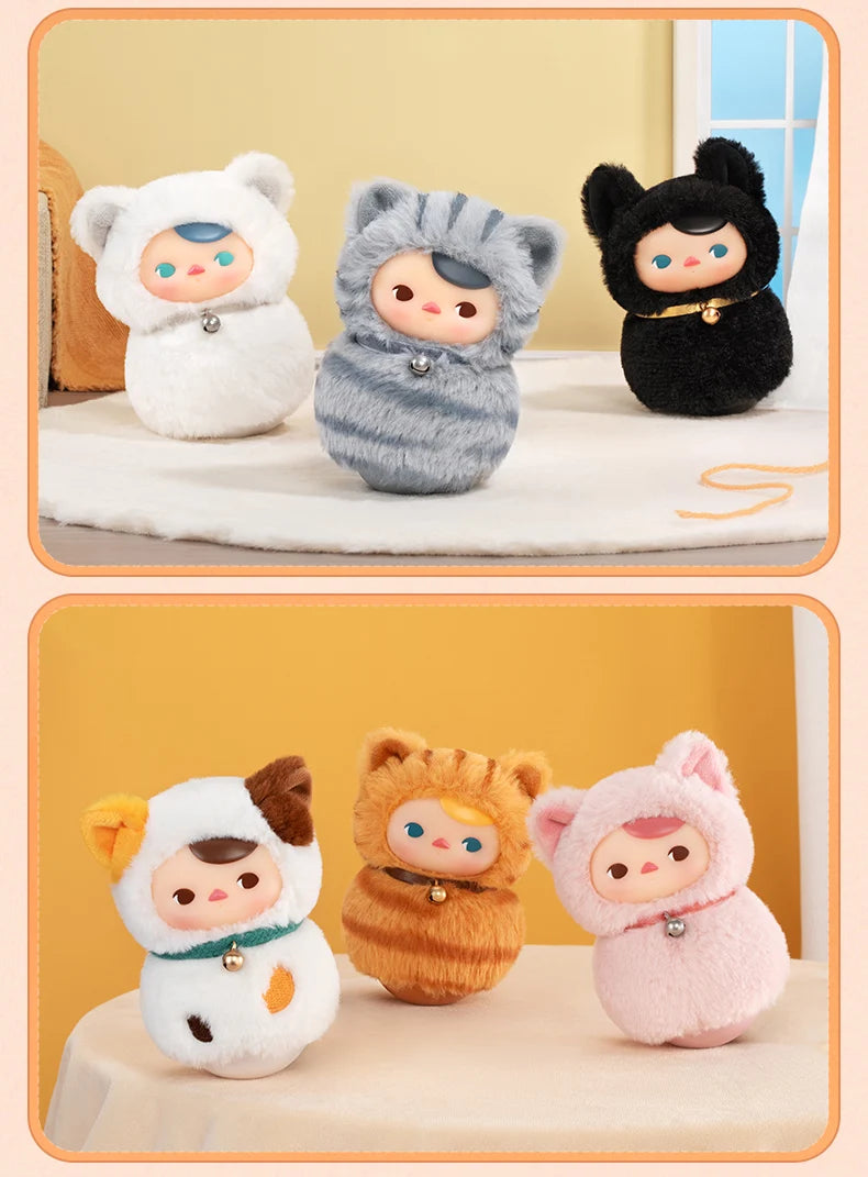 POP MART PUCKY Roly-Poly Kitty Series-Vinyl Plush Blind Box Mystery Box 1PC/6PCS POP MART Blind Box Cute Toy