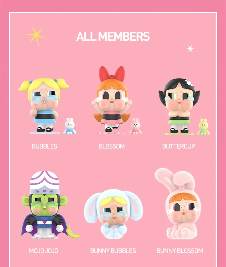【EU Exclusive】POP MART CRYBABY X Powerpuff Girls Series Mystery Box by Molly 1PC/12PCS POPMART Blind Box Action Figure Cute Toy