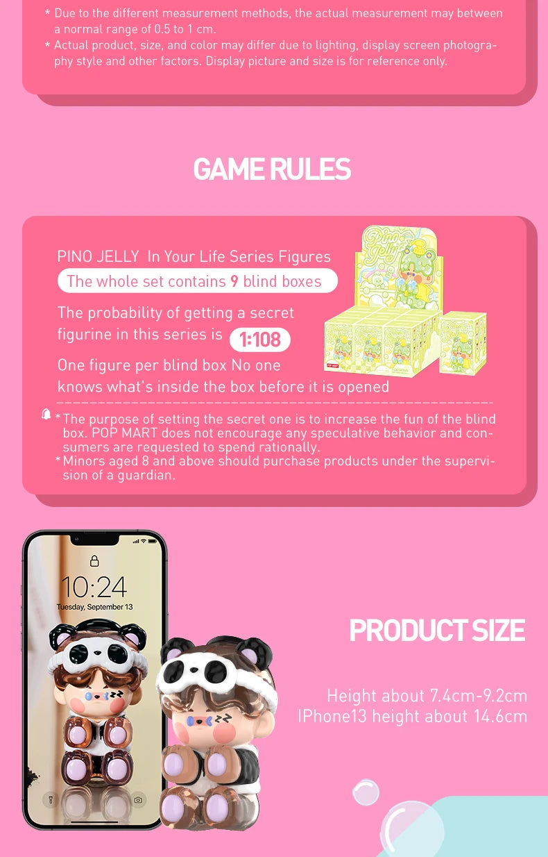 POP MART PINO JELLY in Your Life Series Mystery Box 1PC/9PCS POPMART Blind Box Anime Action Figure Cute Figurine