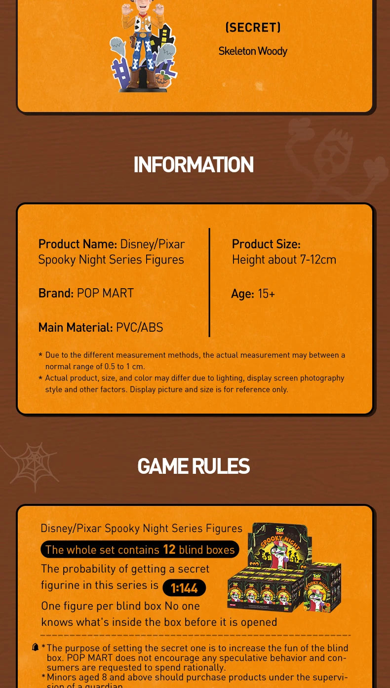 POP MART Pixar Spooky Night Series Figures Mystery Box 1PC/12PCS POPMART Blind Box Figure