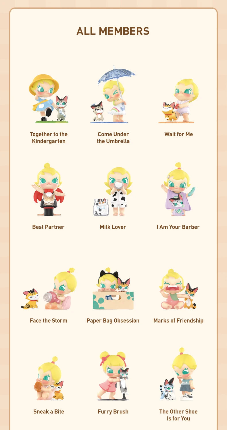 POP MART Baby Molly & Baby Tabby Series Figures 1PC/12PCS POPMART Blind Box Figure
