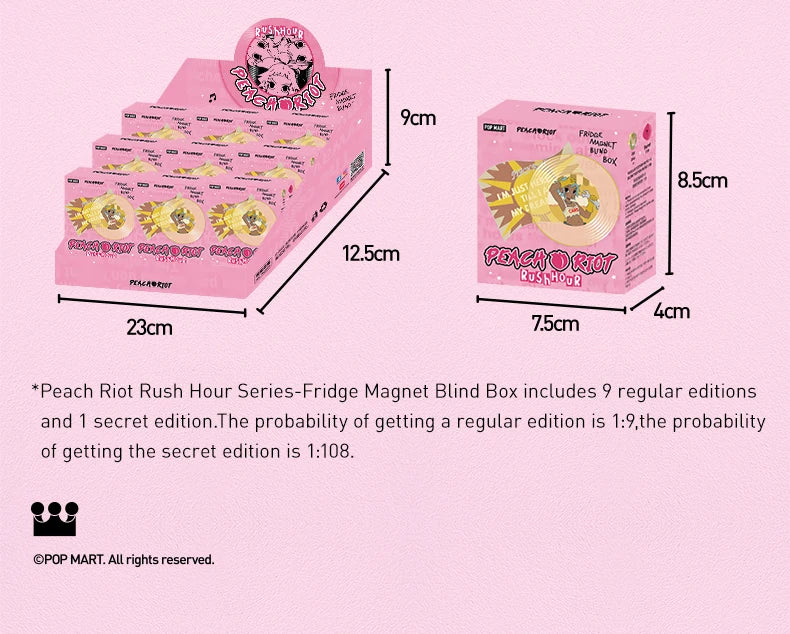 POP MART Peach Riot Rush Hour Series-Fridge Magnet Blind Box 1PC/9PCS POPMART Mystery Box