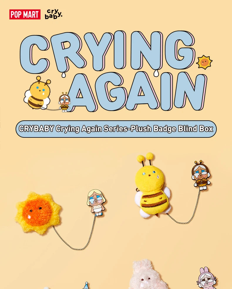 POP MART CRYBABY Crying Again Series - Plush Badge Blind Box 1PC/12PCS POPMART Bind Box