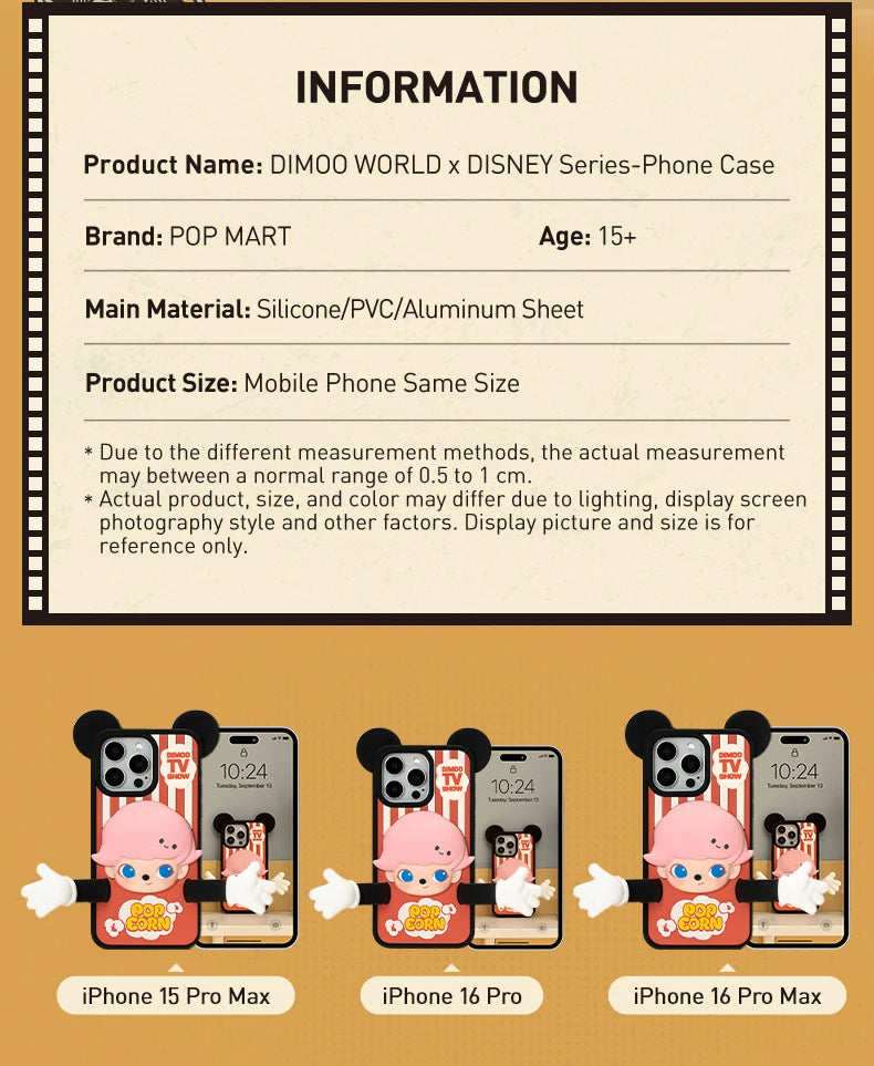 POP MART DIMOO WORLD × DISNEY Series-Phone Case for iPhone 15 Pro Max/16 Pro/16 Pro Max