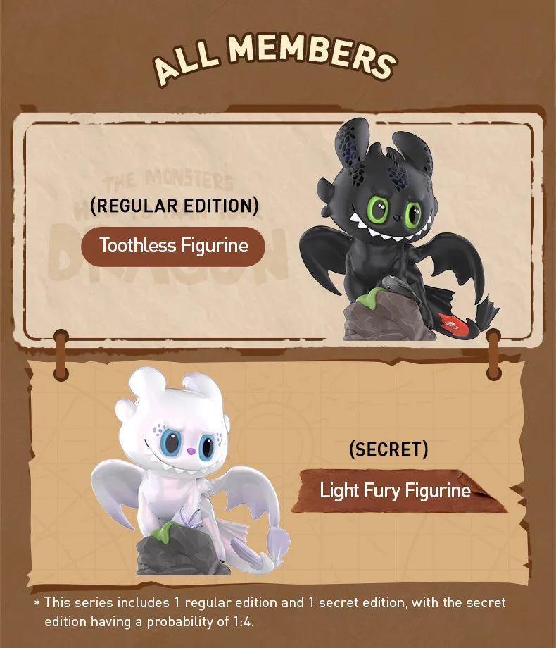 POP MART THE MONSTERS - How to Train Your Dragon 200% Figurine POPMART Action Figure Toothless Light Fury