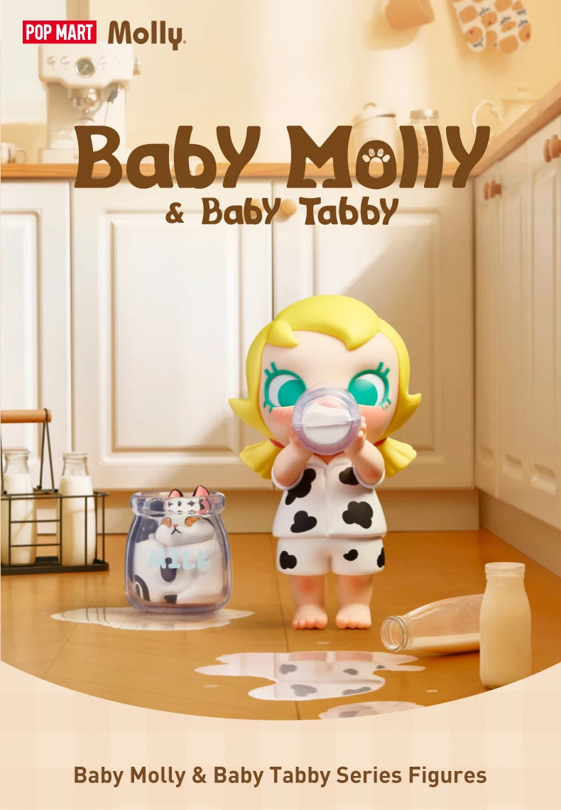 POP MART Baby Molly & Baby Tabby Series Figures 1PC/12PCS POPMART Blind Box Figure