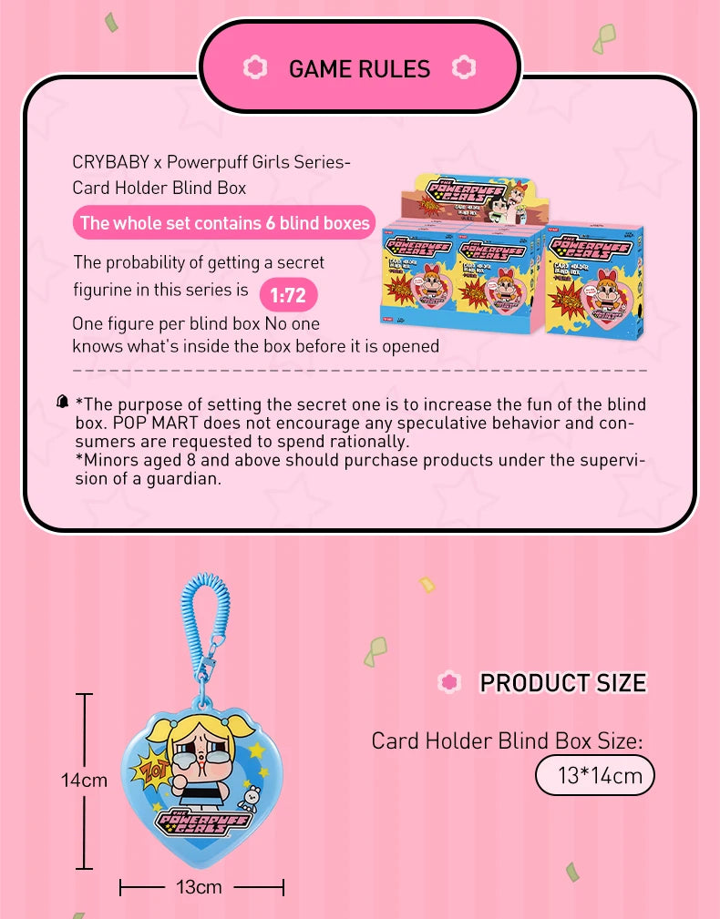 POP MART CRYBABY x Powerpuff Girls Series - Card Holder Mystery Box 1PC/6PCS Blind Box